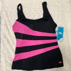 Swimsuit For All- Black/Pink Swim Top Sz 14